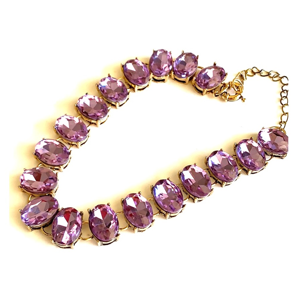Facetted Amethyst large crystal glass choker